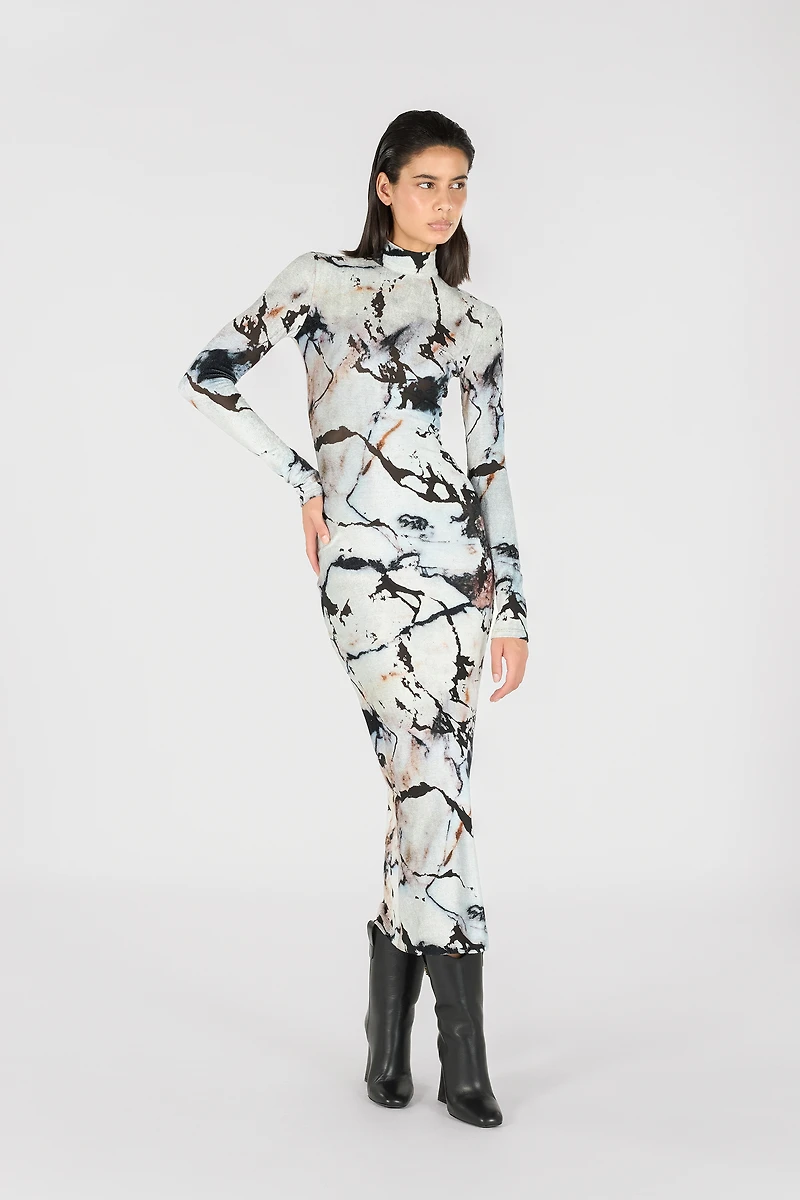 Long dress with Marble print