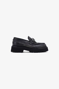 Loafers with metal buckle