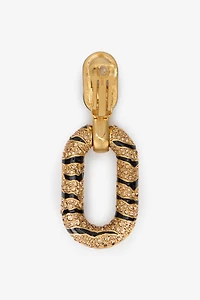 Golden Drop Earrings With Tiger Skin Pattern