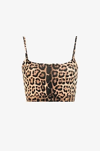 Leopard-print cropped top