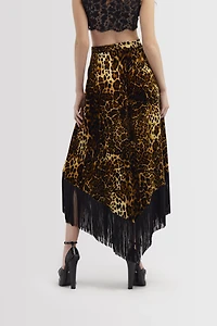 Long skirt with fringe