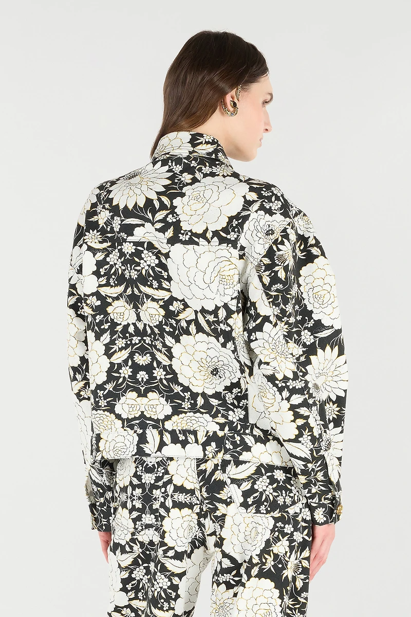 Denim Jacket With Flowers