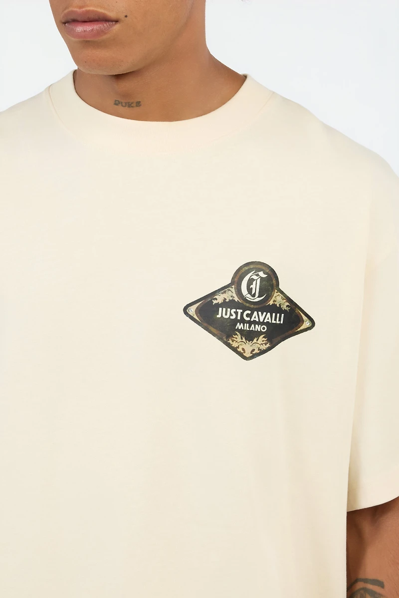Cream Logo Print T-Shirt