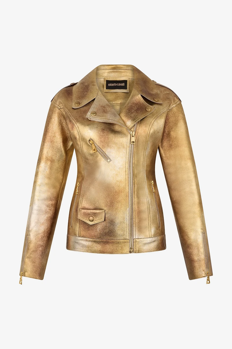 Metallic Effect Biker Jacket