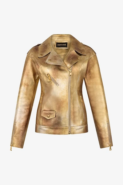 Metallic Effect Biker Jacket