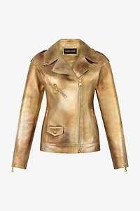 Metallic Effect Biker Jacket