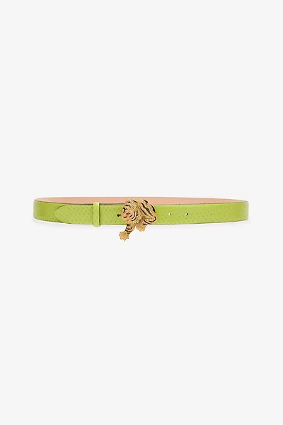 Snake-Effect Belt With Bejeweled Tiger