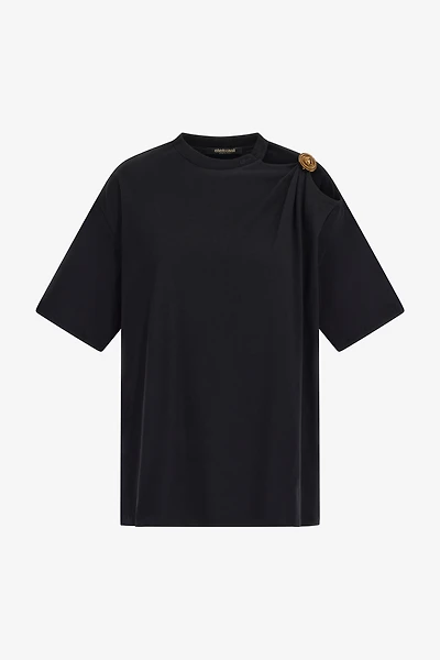 Black T-Shirt with Monogram RC Detail