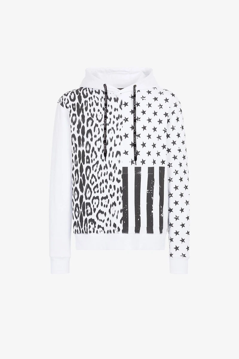 Graphic-print cotton hoodie
