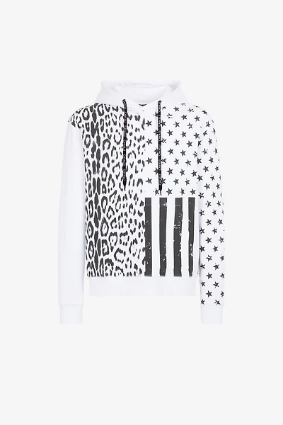 Graphic-print cotton hoodie