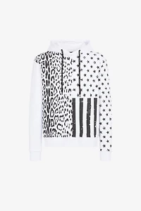 Graphic-print cotton hoodie