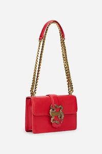Red Shoulder Bag with Snake Buckle