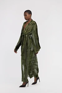 Dressing gown with devorè effect