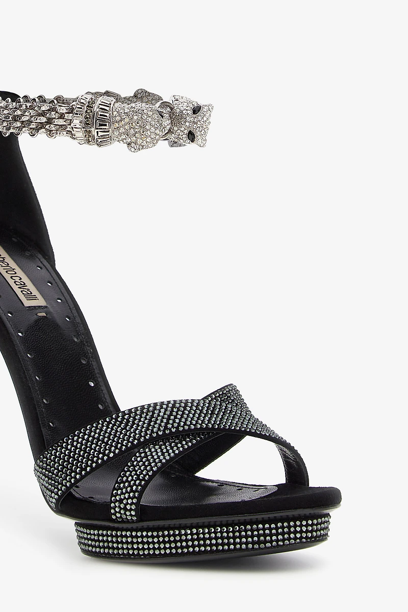 Panther-head high-heel sandals
