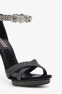 Panther-head high-heel sandals
