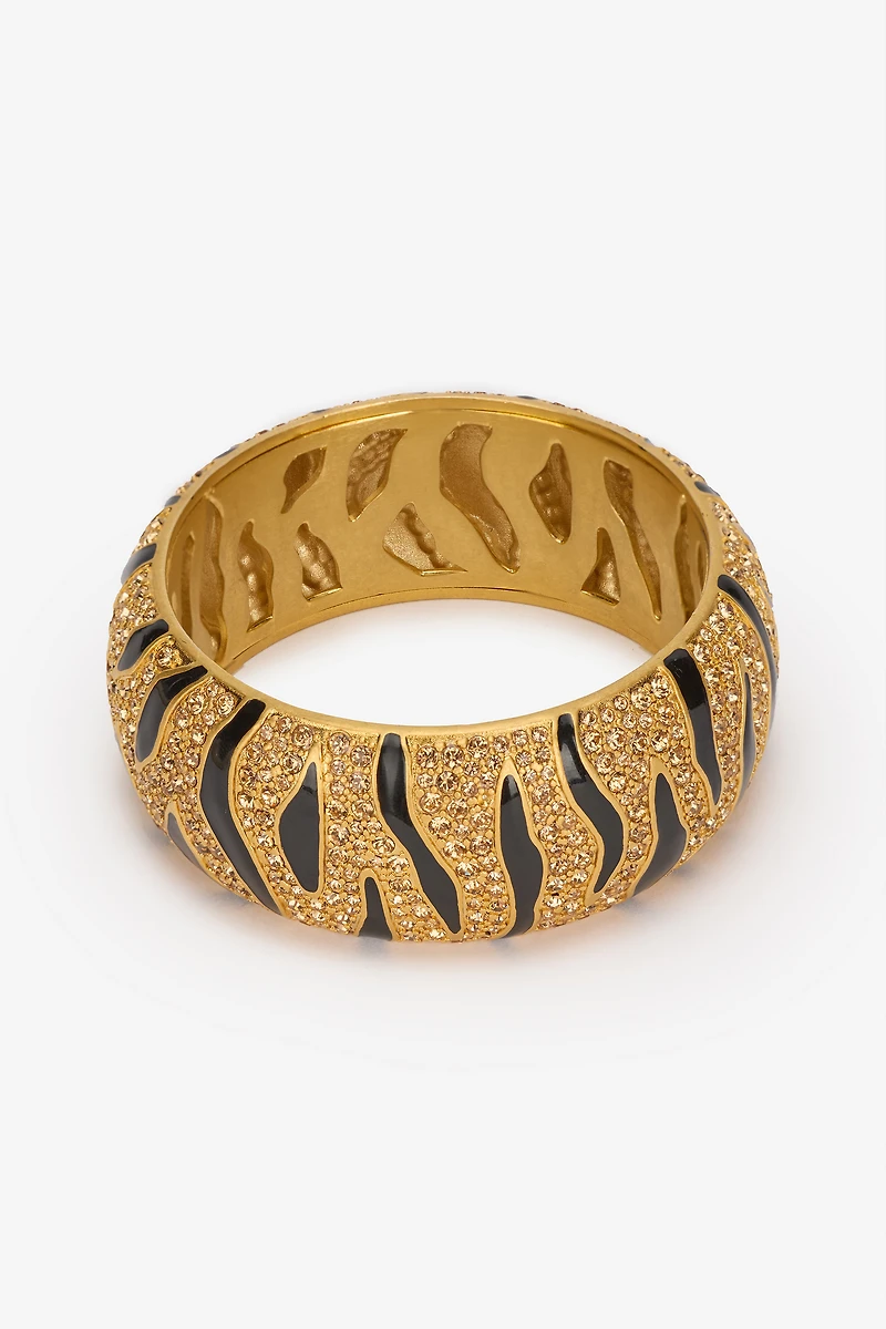 Bangle With Crystals And Tiger Skin Pattern