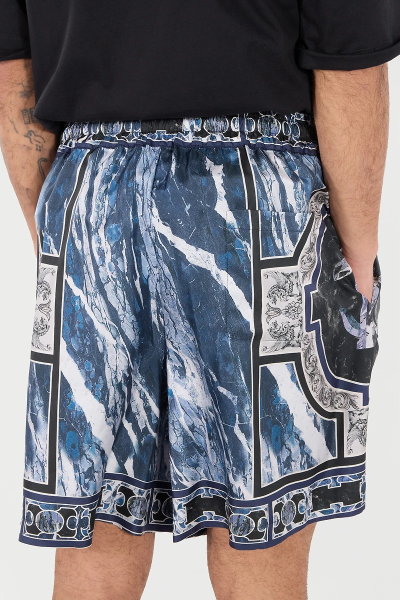 Short With Marble Print And Accents