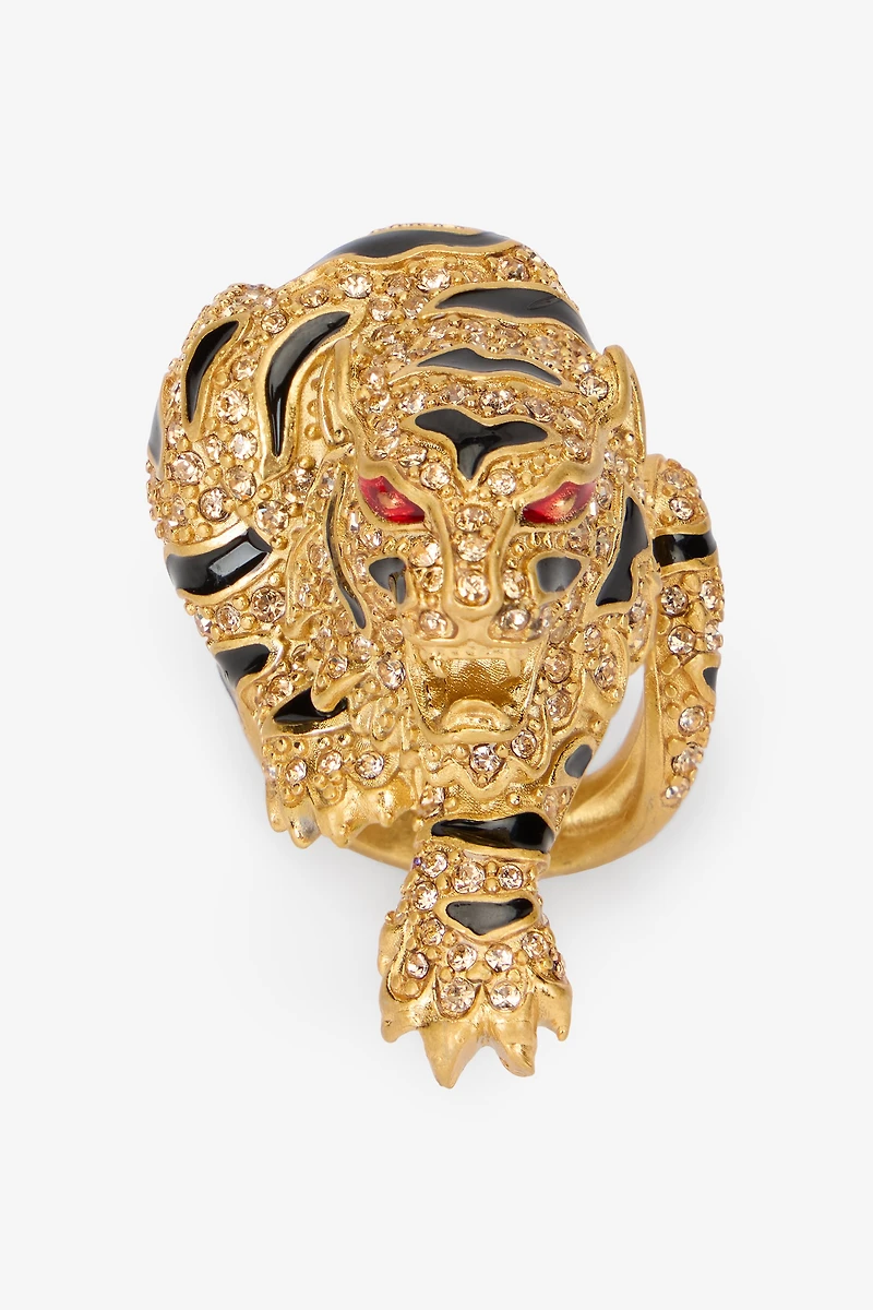 Gold Crystal-Embellished Roar Ring