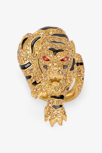 Gold Crystal-Embellished Roar Ring