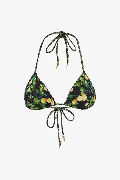 Lemon print triangle bikini