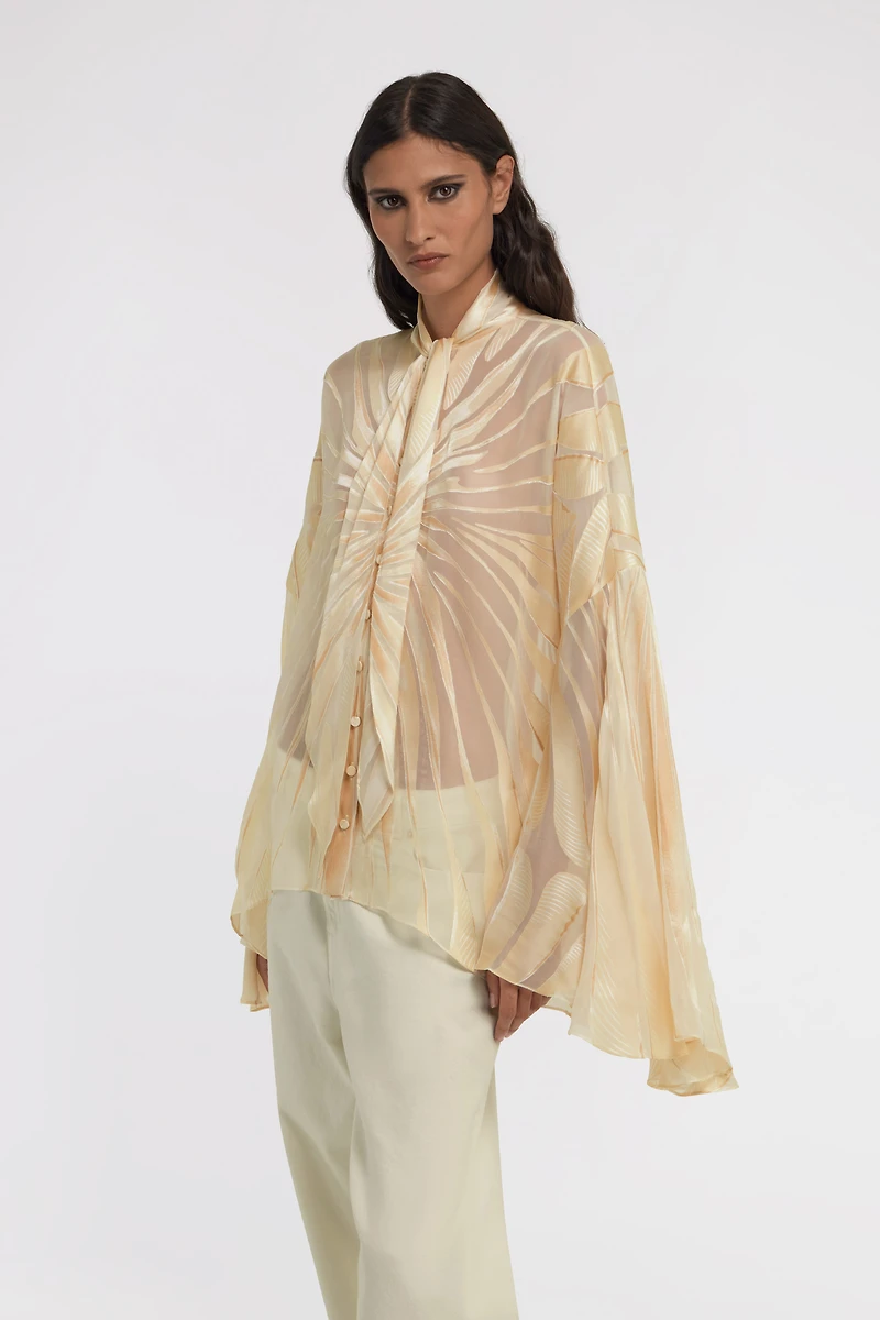 Ray Of Gold Print Satin Blouse