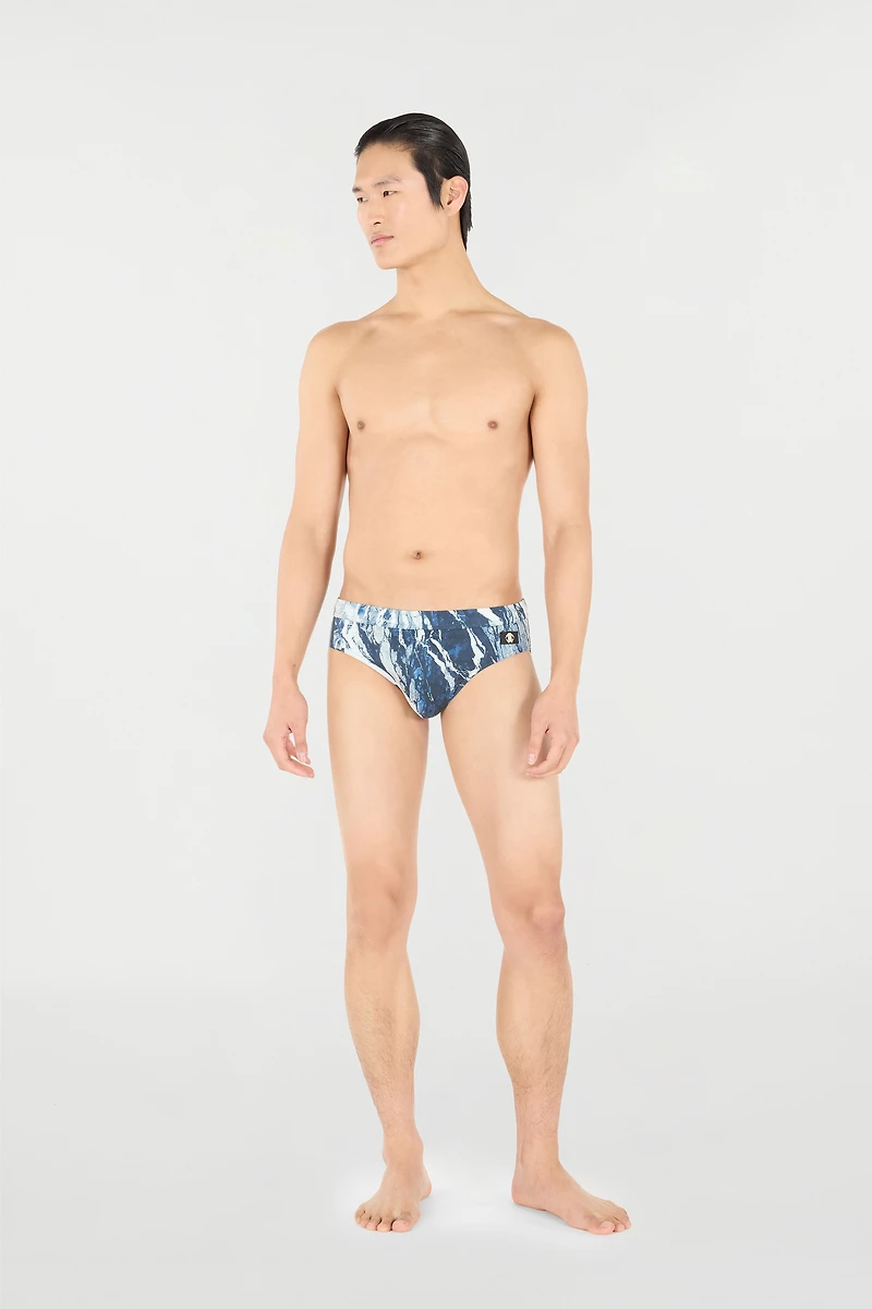 Marble-Print Swim Briefs