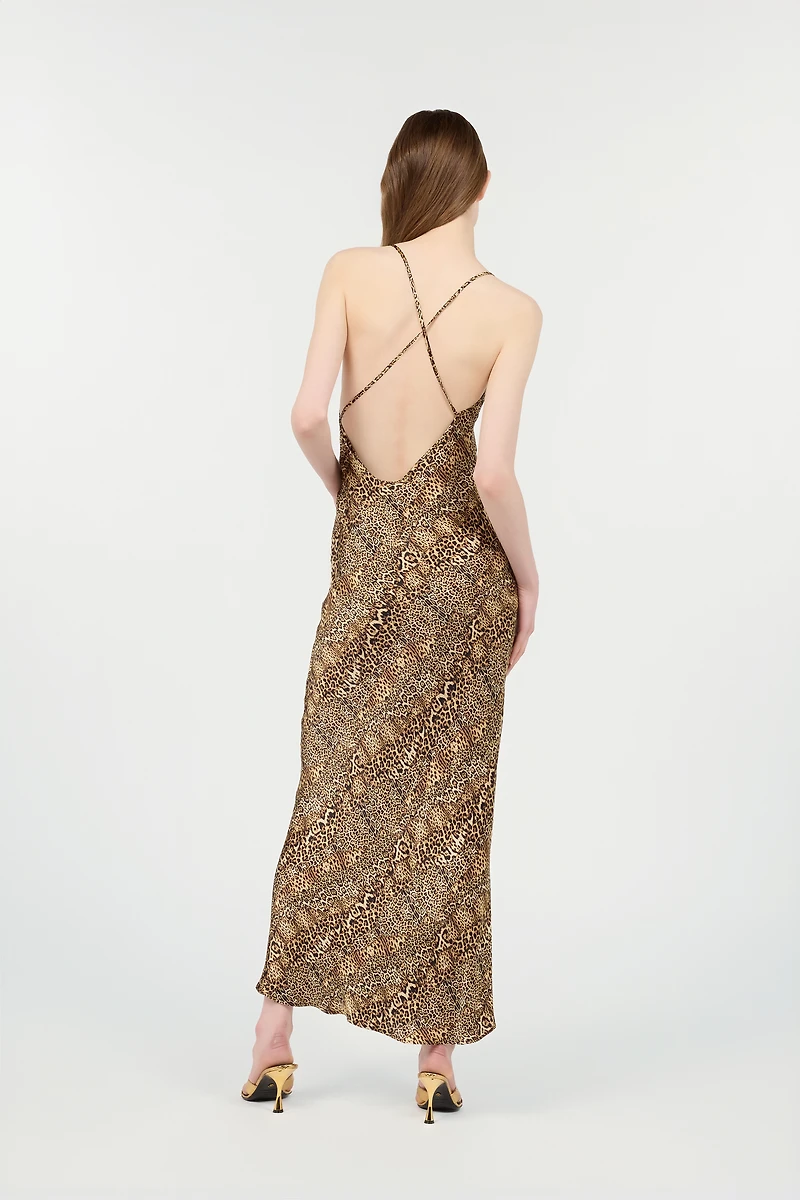 Silk Dress With Jaguar, Cheetah And Leopard Print