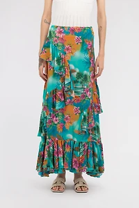 Hawaii Print Long Skirt