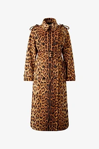 Long Trench Coat With Jaguar Skin Print
