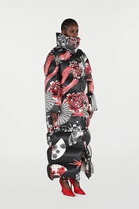 Down Jacket With All-Over Print And Removable Lower Insert