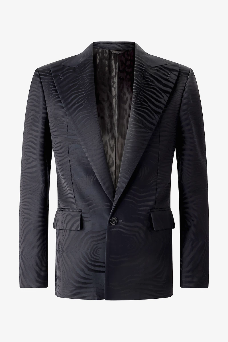 Blazer With Solid-Color Tiger Skin Design