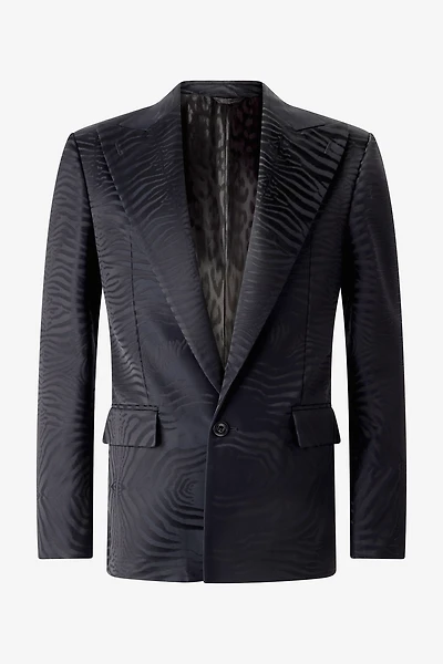 Blazer With Solid-Color Tiger Skin Design