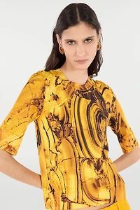 Silk And Wool Sweater With Amber Print
