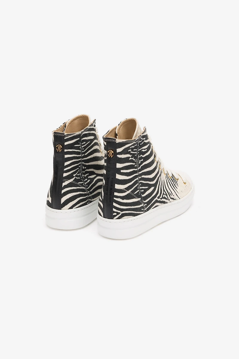 High-Top Sneakers With Zebra Print