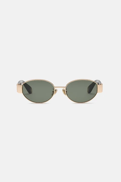 Sunglasses with snakeskin effect metal trim