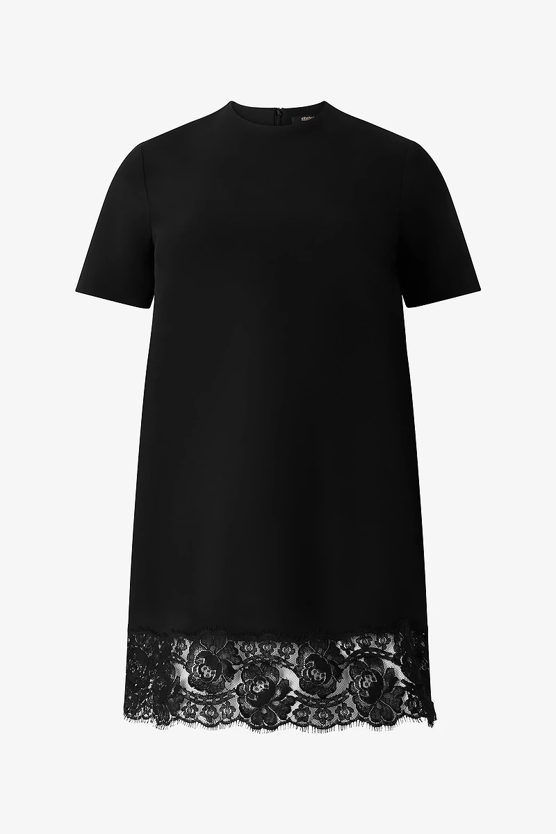 Mini Dress With Lace On The Hem