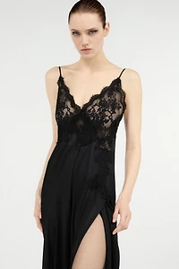 Extra-Long Black Silk Dress