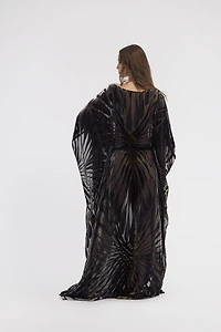 Velvet kaftan with Ray of Gold print