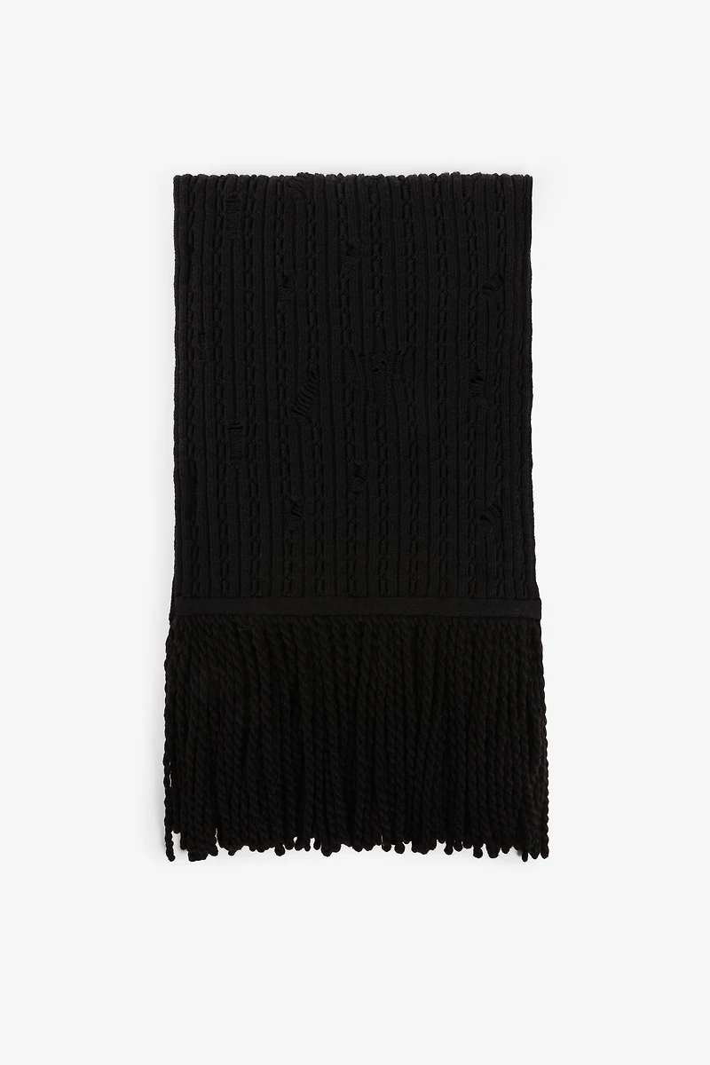 Ribbed-Knit Wool Scarf