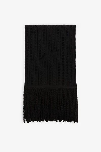 Ribbed-Knit Wool Scarf