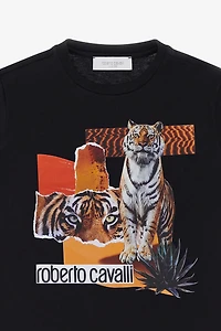T-Shirt with Tiger Print and Logo