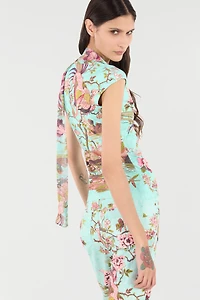 Top With Oriental Bird Print