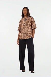 Cotton T-shirt with Leopard Skin Print