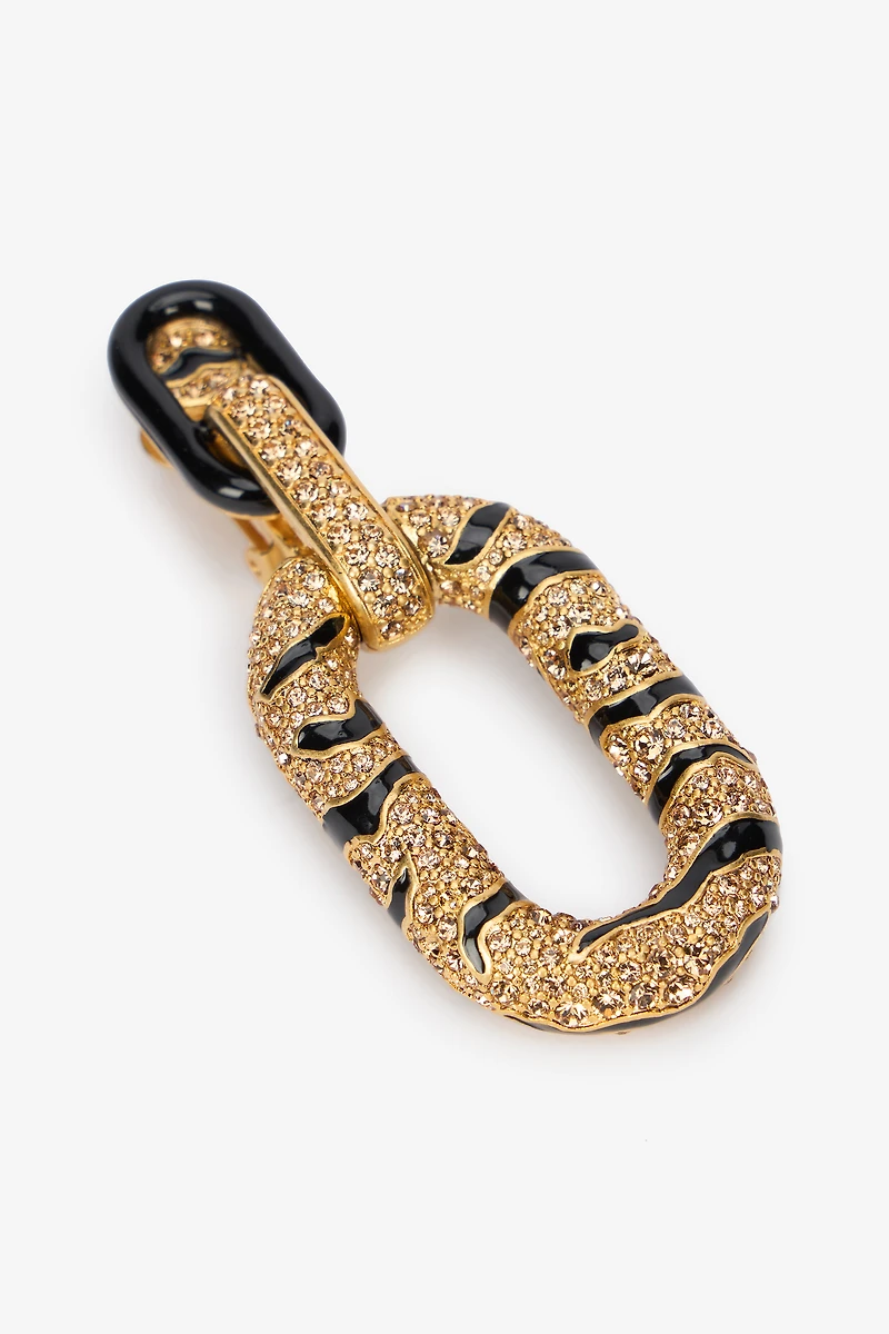 Golden Drop Earrings With Tiger Skin Pattern