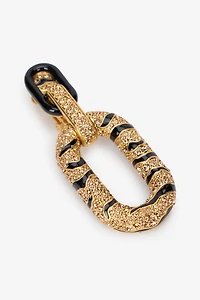 Golden Drop Earrings With Tiger Skin Pattern