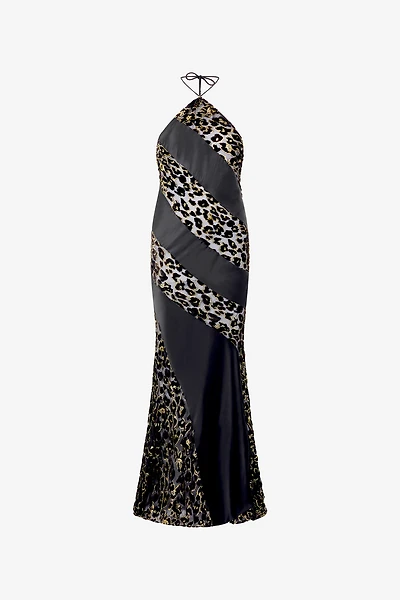 Long See-Through Dress With Leopard Print Pattern
