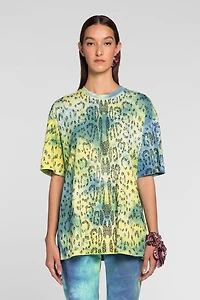 Rhinestone tie-dye print T-shirt