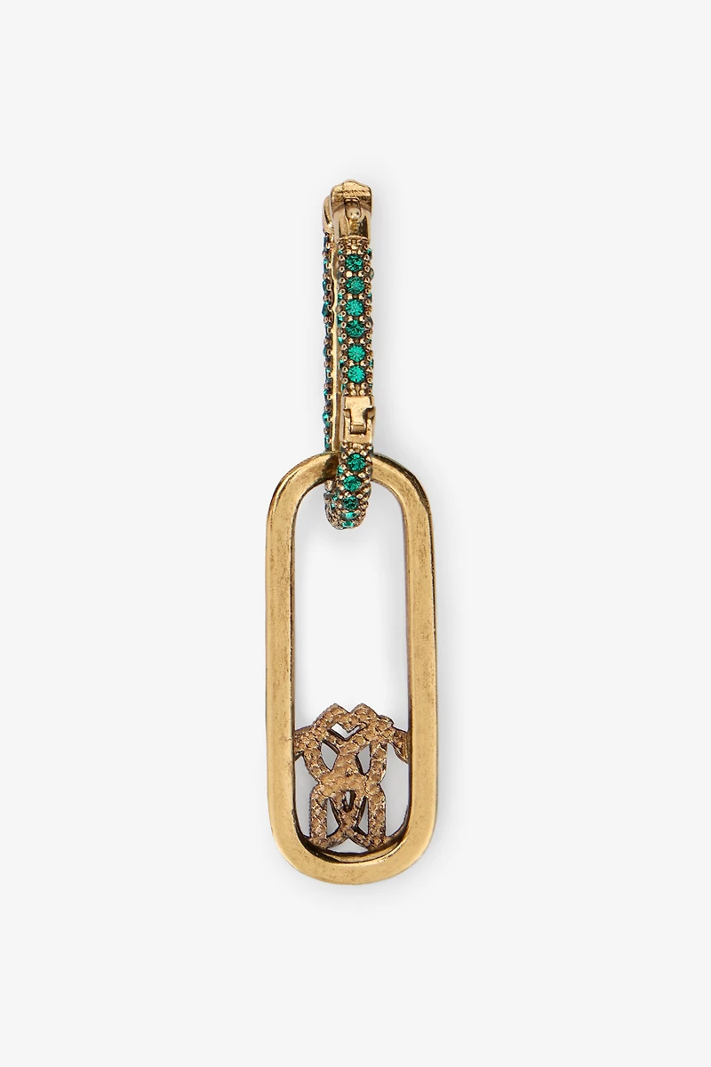 Green Link Earrings with Crystal and Snake Monogram RC