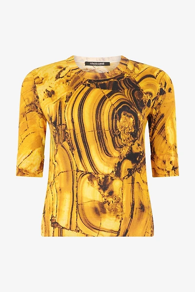 Silk And Wool Sweater With Amber Print