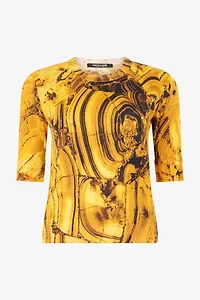 Silk And Wool Sweater With Amber Print